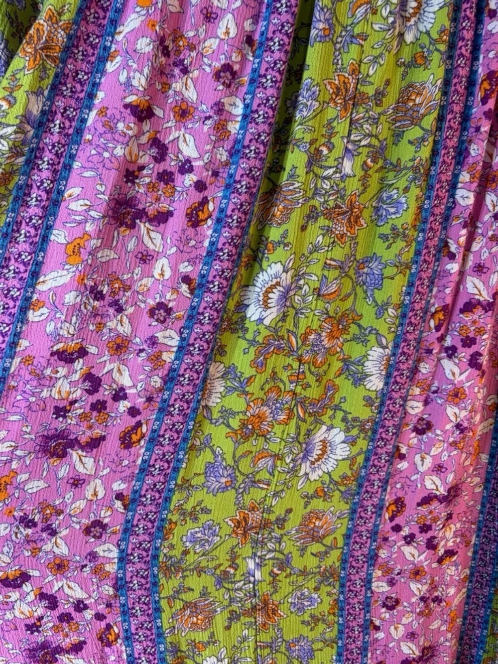 NWT Easel Pink Purple Green Floral Paisley Striped Off-Shoulder Maxi Dress - Picture 8 of 11